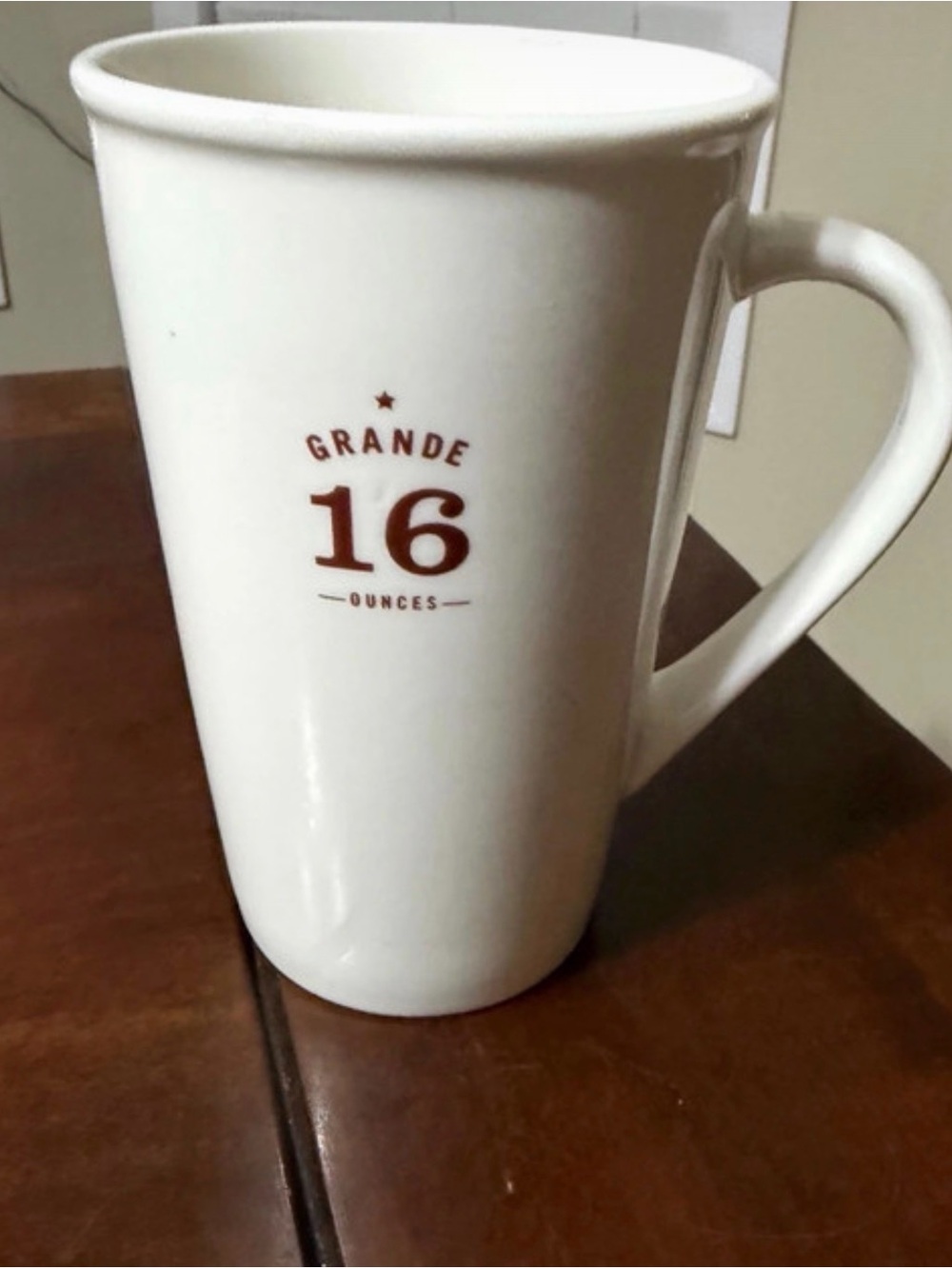Starbucks White Ceramic Grande 16 Oz Mug with Brown Logo